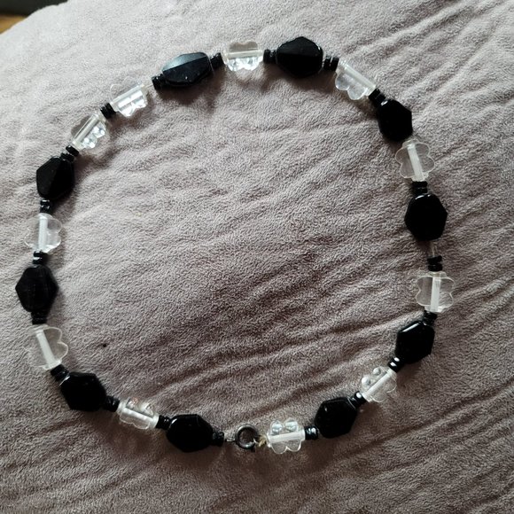 Antique Art Deco Faceted Czech Glass & Silver Necklace - Picture 3 of 4